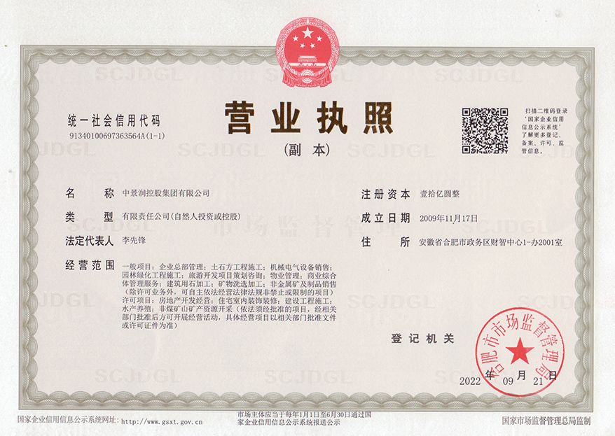 中景润控股集团有限公司营业执照